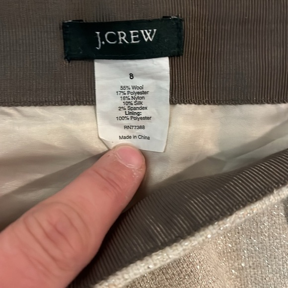 Gorgeous Gold Shimmer J Crew Mini Skirt Side Zip Button Detail Wool Blend 8 - Picture 2 of 5